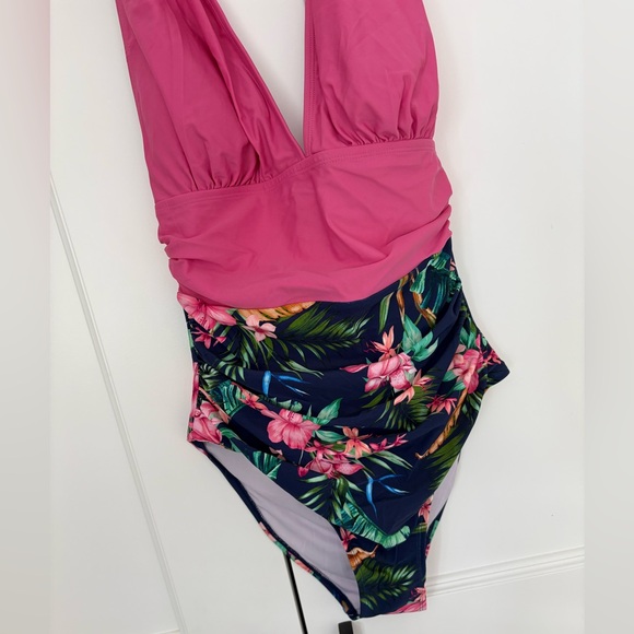 BNWT Night Orchid Halter Tummy Control One-Piece Swimsuit - Picture 5 of 9